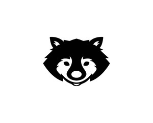 Fototapeta na wymiar Cute Black raccoon logo vector icon illustration design 