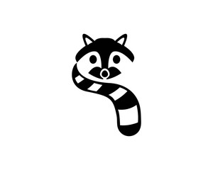 Cute Black raccoon logo vector icon illustration design 
