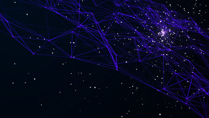 Connected polygons plexus geometric background. Abstract digital background with cybernetic...