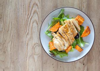Chicken Sald with Roasted Sweet Potato