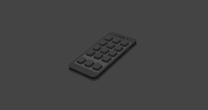 flat smartphone with app icons set motion background