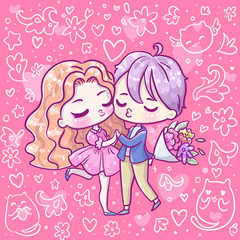 Beautiful greeting card. Vector illustration. Cute Style