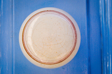 Door knob in blue door