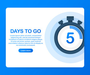 Five days to go. Banner for business, marketing and advertising, Vector illustration on white background.