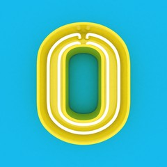 3d render  yellow neon sign blue background