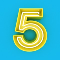 3d render  yellow neon sign blue background