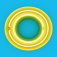 3d render  yellow neon sign blue background