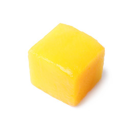 Fresh juicy mango cube isolated on white