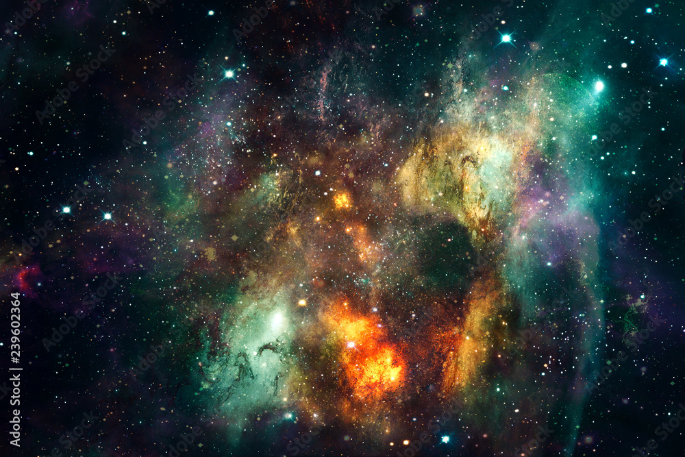 Wall mural abstract galactic exploding supernovas in a multicolored nebula galaxy artwork