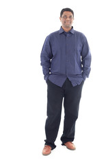 Portrait of a good looking African American business man against white background