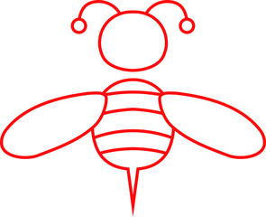 Red Cute bee outline