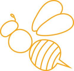 Yellow Cute bee outline