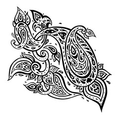 Paisley. Ethnic ornament. Vector illustration isolated. Hand Drawn old fashioned pattern