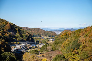 Fototapeta na wymiar Landscape of autumn village in the mountains ,Shikoku,Japan