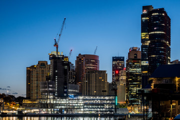 building under construction at dawn