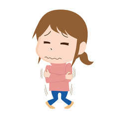 女性　寒気　ふるえ　一人