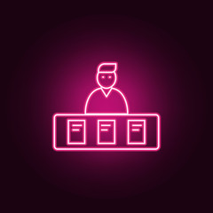 examiner icon. Elements of interview in neon style icons. Simple icon for websites, web design, mobile app, info graphics