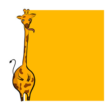 Cute cartoon giraffe with place
