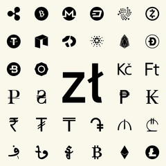 zloty icon. Crepto currency icons universal set for web and mobile