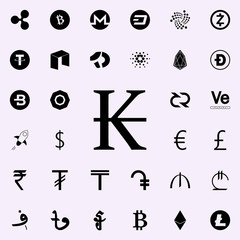 kip icon. Crepto currency icons universal set for web and mobile