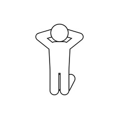 arrested man on his knees icon. Element of Crime for mobile concept and web apps icon. Thin line icon for website design and development, app development