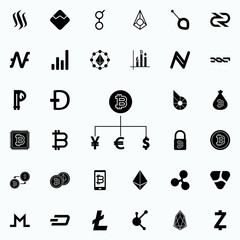 exchange bitcoin icon. Crypto currency icons universal set for web and mobile