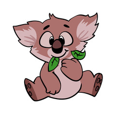 koala eating leaves cartoon