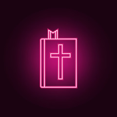 Obraz premium Bible icon. Elements of Easter in neon style icons. Simple icon for websites, web design, mobile app, info graphics