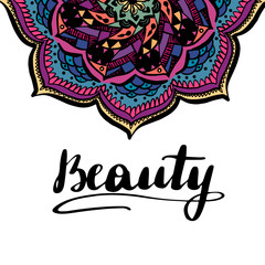 Multicolored mandala with place for