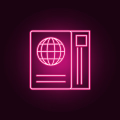 passport and hotel ticket icon. Elements of hotel in neon style icons. Simple icon for websites, web design, mobile app, info graphics