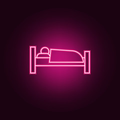 sleeper icon. Elements of hotel in neon style icons. Simple icon for websites, web design, mobile app, info graphics