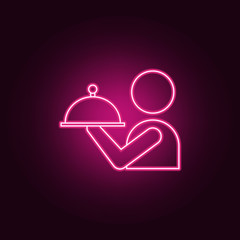 waiter icon. Elements of hotel in neon style icons. Simple icon for websites, web design, mobile app, info graphics