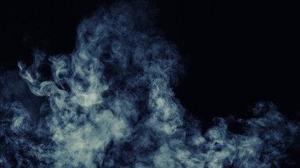 Fototapeta na wymiar Abstract blue smoke mist fog on a black background. Texture. Design element. 