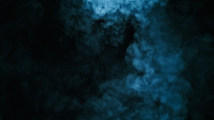 Abstract blue smoke mist fog on a black background. Texture. Design element.  