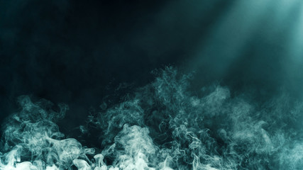 Fototapeta na wymiar Dry ice smoke clouds fog floor texture. .Fire perfect spotlight mist effect on isolated black background
