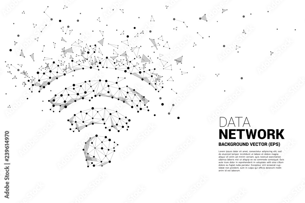 Poster Vector dot connect line circuit board style mobile data icon. Concept for data transfer of mobile and wi-fi data network.