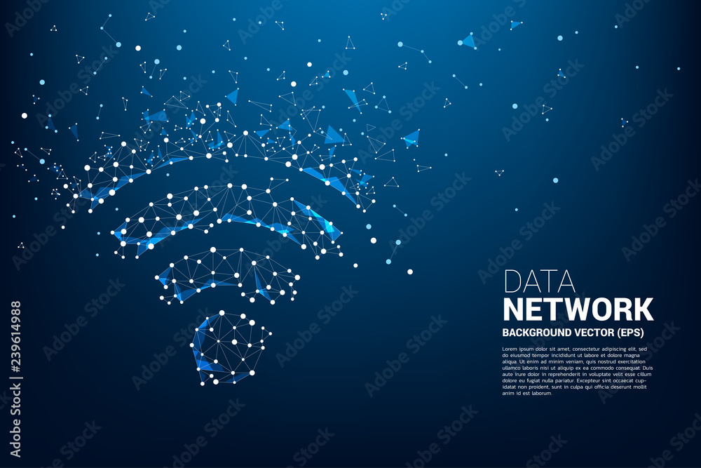 Aufkleber Vector dot connect line circuit board style mobile data icon. Concept for data transfer of mobile and wi-fi data network.