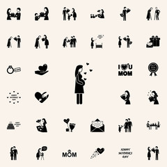 pregnant mother and hearts icon. Mother's Day icons universal set for web and mobile