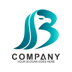 eagle letter B logo design. animal combination with font