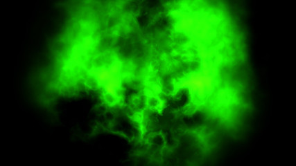 Green nebula cloud of smoke in dark void