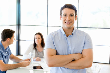 Young man in casual in office