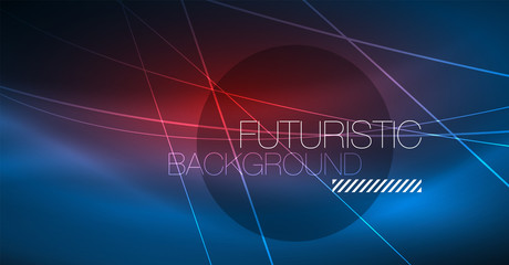 Neon glowing magic background, neon banner, night sky wallpaper. Magic light effect. Christmas abstract pattern.