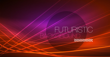 Neon glowing magic background, neon banner, night sky wallpaper. Magic light effect. Christmas abstract pattern.