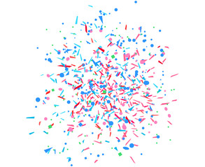 Multicolored confetti on white. Geometric background with glitters. Pattern for design. Print for flyers, poster, banner or textile. Greeting cards. Luxury texture