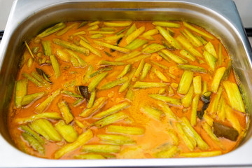 Indonesian home made food Gulai batang keladi curry vegetable dish