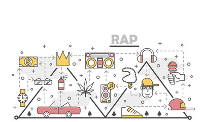 Vector thin line art rap music poster banner template