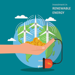 Investment in renewable energy concept vector flat illustration