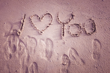  Alphabets I love you on the sand