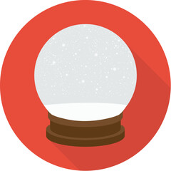 snow globe icon in flat style with long shadow,isolated vector illustration on white transparent background.