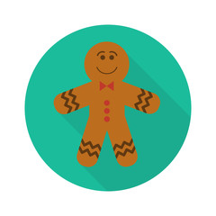 gingerbread icon in flat style with long shadow,isolated vector illustration on white transparent background.